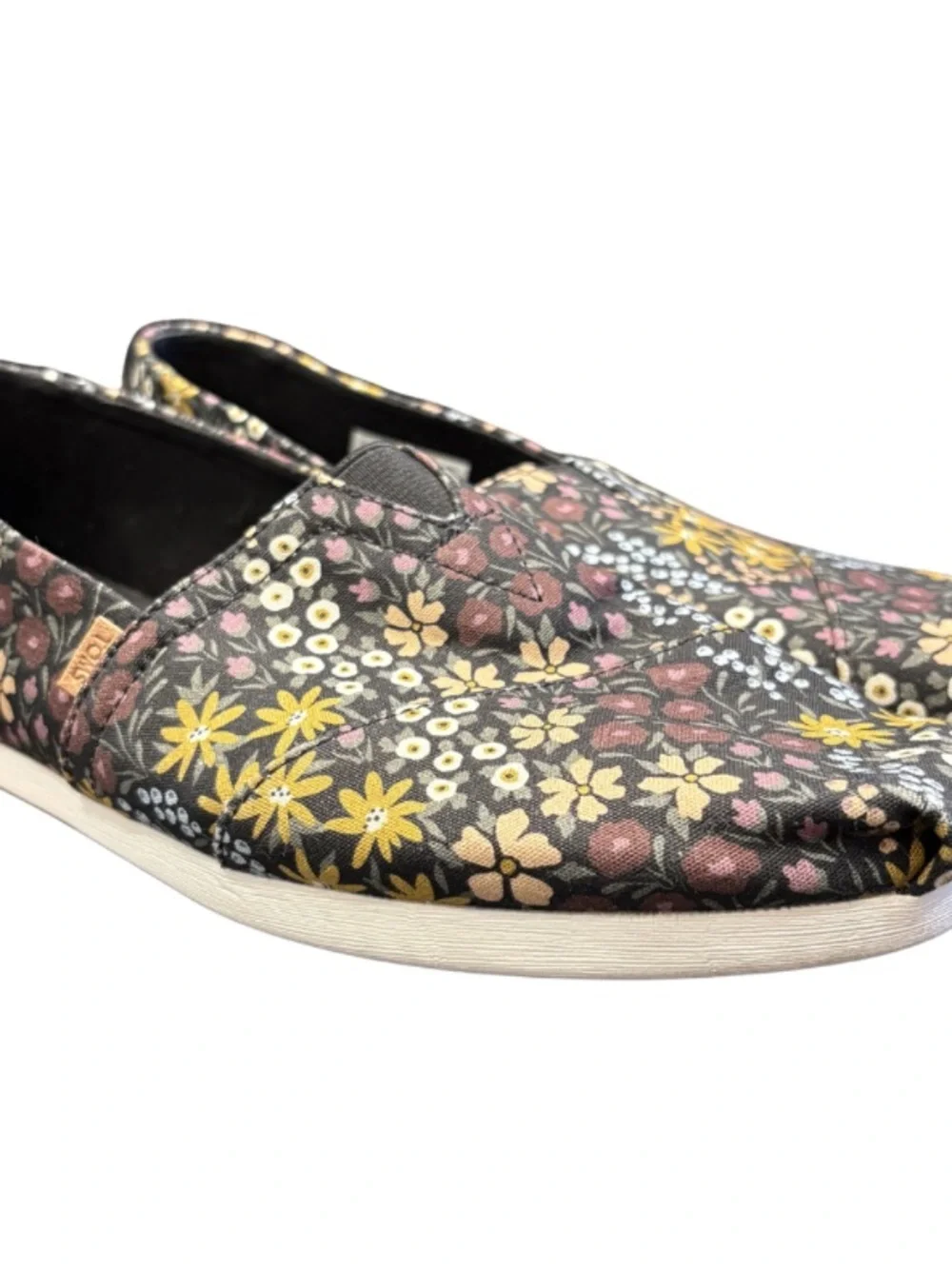 Toms Floral Slip-On Flats in Black Multicolor